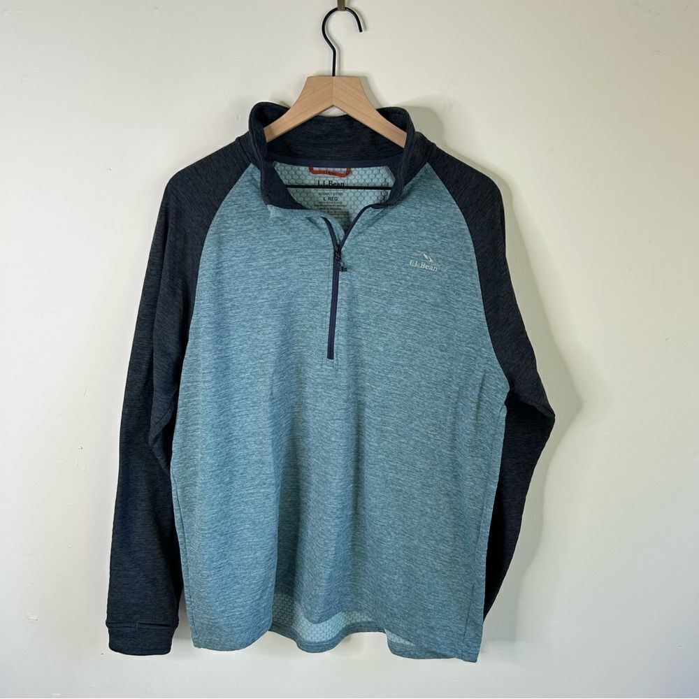 L.L. Bean Blue Airlight Knit Quarter-Zip Pullover